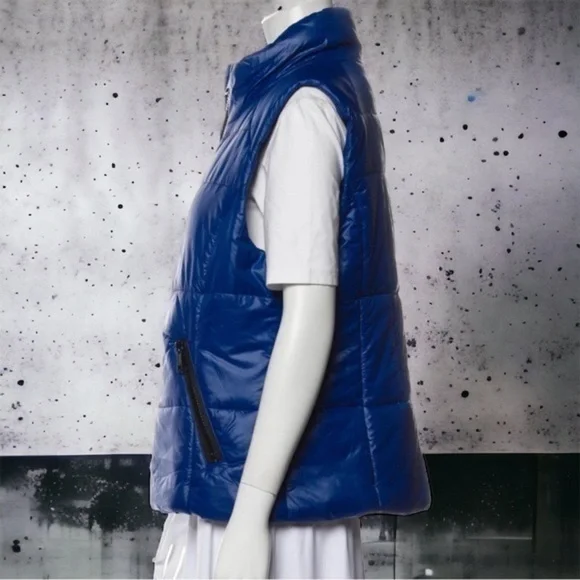 Avec Les Filles Vest Women’s Large Navy Metallic Blue Puffer Quilted Cabinco NWT - Picture 8 of 13